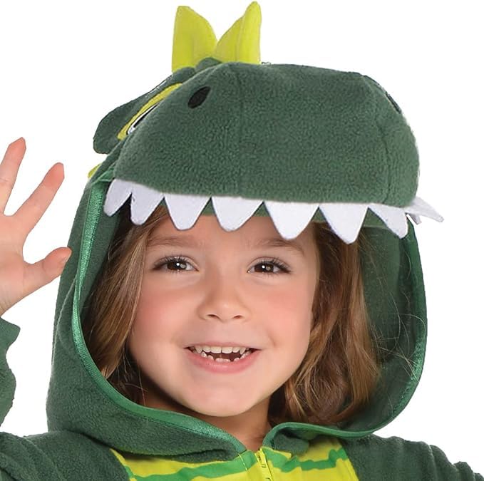 Amscan Green Dinosaur Zipster Costume For Kids ? Small (4-6) - Soft, Colorful Fleece - Adorable & Unique Cosplay Costume ? Perfect for Halloween - Image 4
