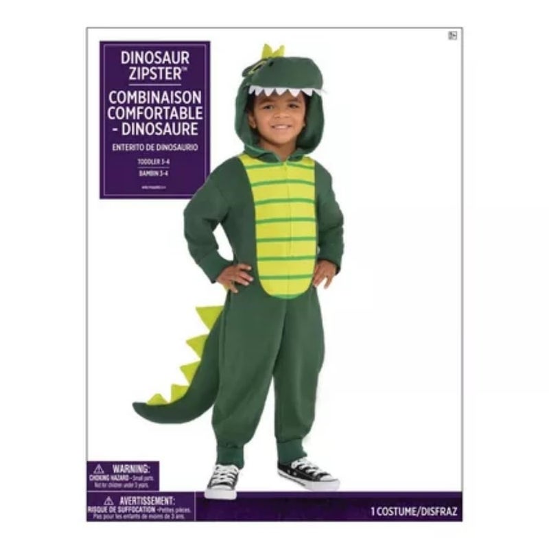Amscan Green Dinosaur Zipster Costume For Kids ? Small (4-6) - Soft, Colorful Fleece - Adorable & Unique Cosplay Costume ? Perfect for Halloween - Image 3