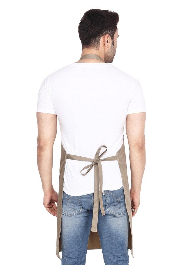 MAKSTILE مئزر مقاوم للماء والغبار لغسل الصحون والطهي وتجميل الكلاب والبستنة وغسل السيارات والمختبر والمطاعم والاستخدام الصناعي | للجنسين | لون - بيج وقهوة | عبوة من 2 - Image 3