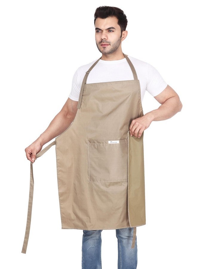 MAKSTILE مئزر مقاوم للماء والغبار لغسل الصحون والطهي وتجميل الكلاب والبستنة وغسل السيارات والمختبر والمطاعم والاستخدام الصناعي | للجنسين | لون - بيج وقهوة | عبوة من 2 - Image 5