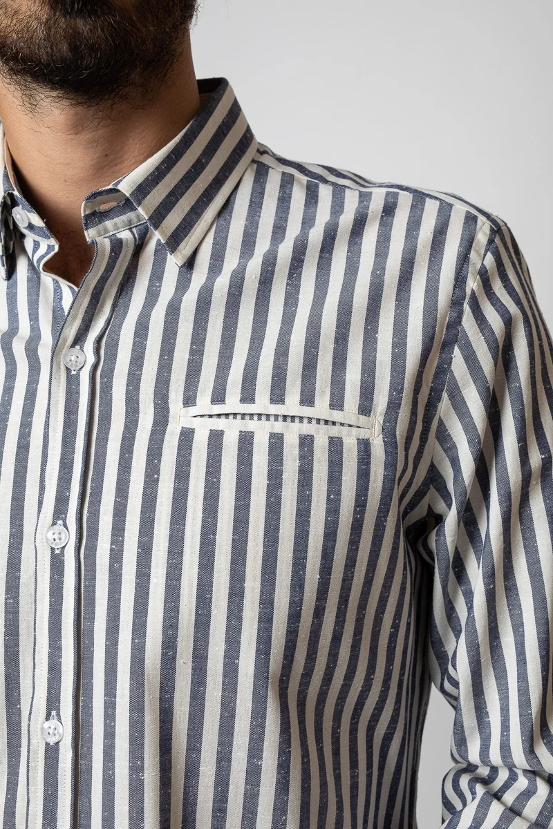 Jaqk W. Sako - Blue Stripes Shirt 100% GOTS cotton