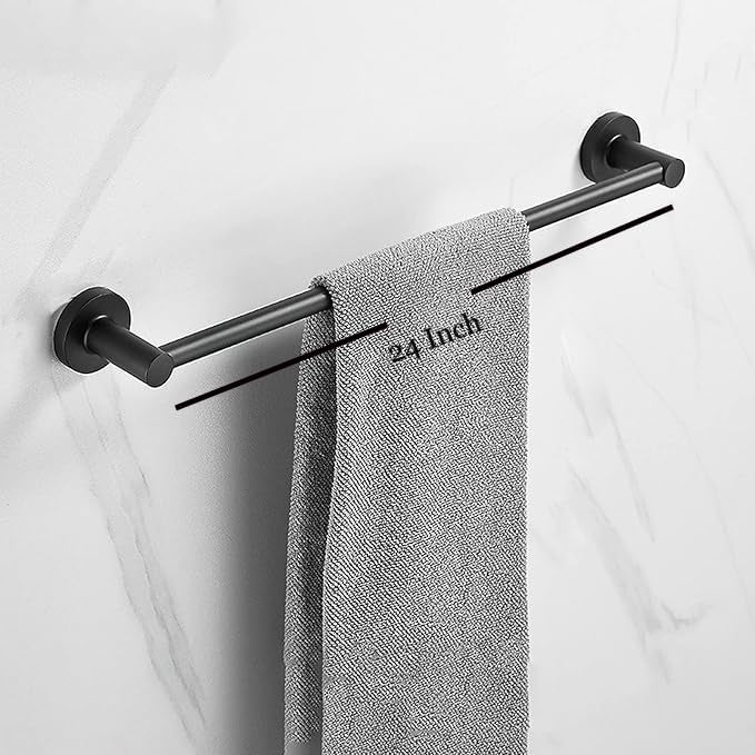 Sundry Eco-Plus Bath Towel Bar, Bath Accessories Thicken Stainless Steel Shower Towel Rack for Bathroom, Towel Holder Wall Mounted (1 Pack, Matte Black, 24 Inch) - Image 2