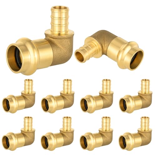 EFIELD Pack of 10 EFIELD 12 PEX B Crimp x 12 Copper Press 90 Elbow Brass Fittings For Copper and Pex Pipe ConnectionPRESS091 - Image 1
