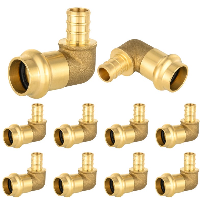 EFIELD Pack of 10 EFIELD 12 PEX B Crimp x 12 Copper Press 90 Elbow Brass Fittings For Copper and Pex Pipe ConnectionPRESS091 - Image 2