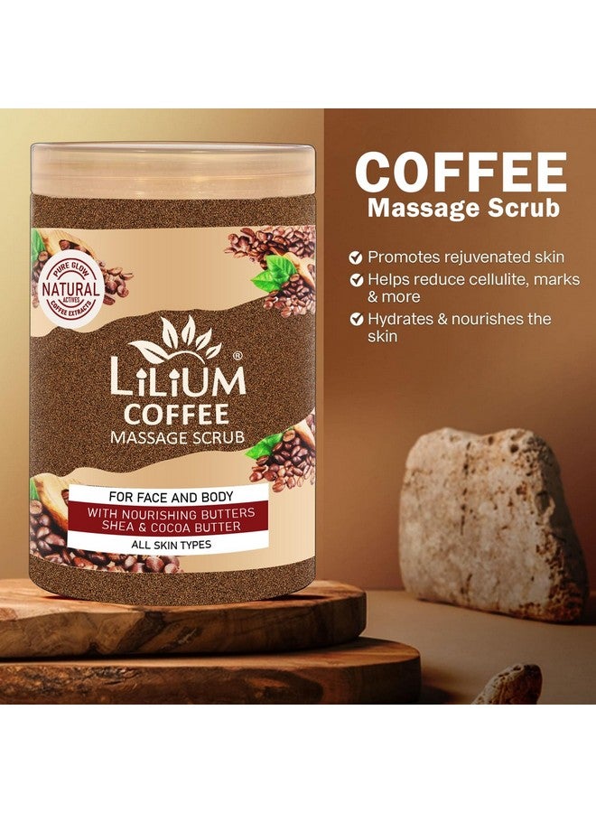 Lilium Foaming Massage Scrub Coffee 500ml | Shea & Cocoa Butter, Reduces Wrikles & Fines Lines | Infused With Nourishing Oils & Antioxidants | Silky Smooth Skin For Face & Body, All Skin Types - Image 4