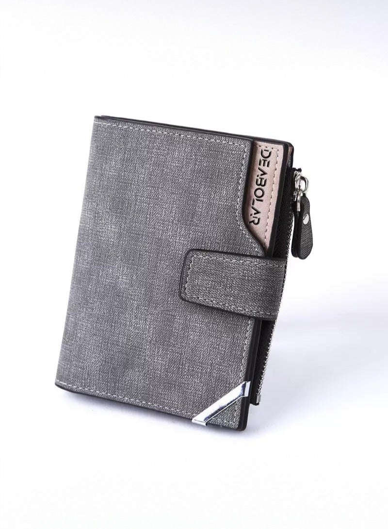 Deabolar Men's wallet mid length credit card clip light gray - Image 1
