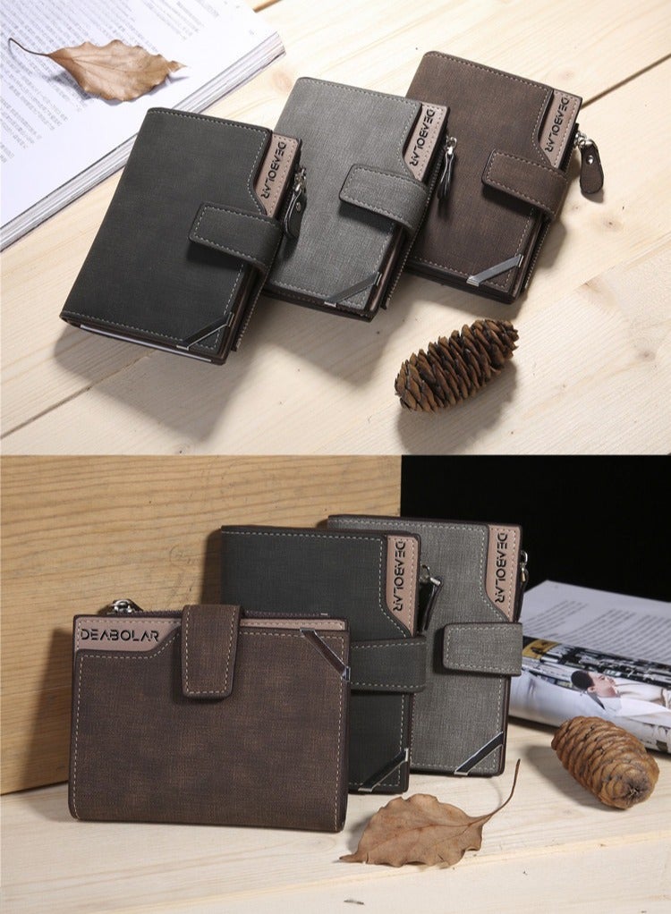 Deabolar Men's wallet mid length credit card clip light gray - Image 2