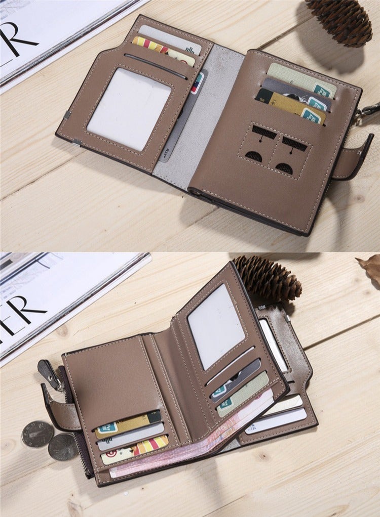 Deabolar Men's wallet mid length credit card clip light gray - Image 4