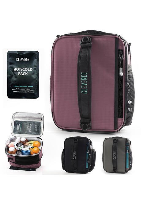 Insulated Lunch Bag - Cooler Bag - Expandable Lunch Bag suitable for Work Office School Travel - Lunch Bag for Men and Women - Lunch Box Leak proof with Adjustable Shoulder Strap - Purple