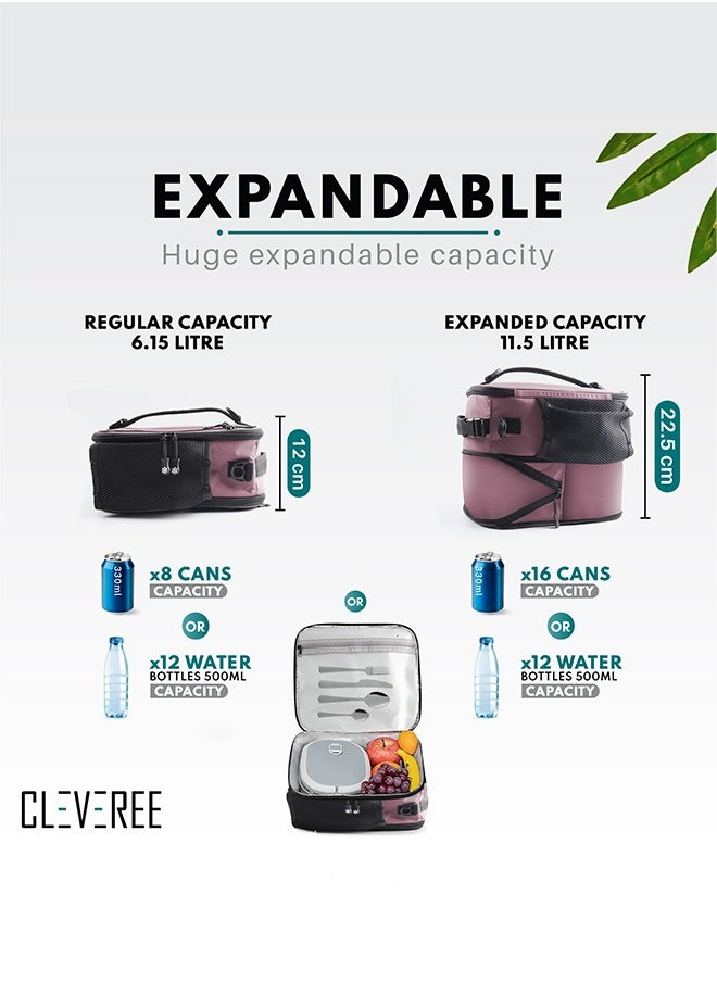 CLEVEREE - Insulated Lunch Bag - Cooler Bag - Expandable Lunch Bag suitable for Work Office School Travel - Lunch Bag for Men and Women - Lunch Box Leak proof with Adjustable Shoulder Strap - Purple - Image 1