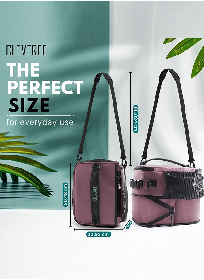 CLEVEREE - Insulated Lunch Bag - Cooler Bag - Expandable Lunch Bag suitable for Work Office School Travel - Lunch Bag for Men and Women - Lunch Box Leak proof with Adjustable Shoulder Strap - Purple - Image 1