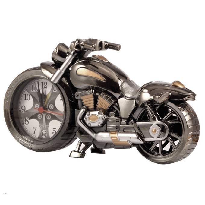 RETRO MOTORCYCLE STYLE STUDENTS ALARM CLOCK DESK TIME CLOCK COOL MOTORBIKE MODEL HOME OFFICE SHELF DECORATION NOVELTY BIRTHDAY GIFT BROWN 4 DESIGHS RANDOM DELIVERY