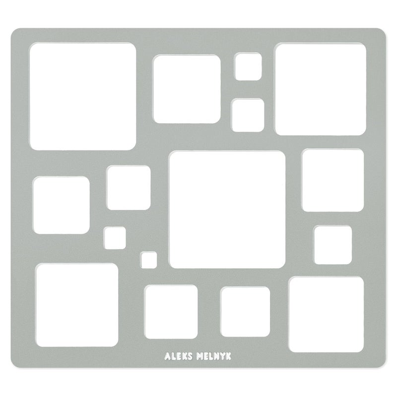 Aleks Melnyk No.209 Metal Squares Template, Stencil, Squares Master, Art Tool, Isometric Drawing Template, Lapidary, Cabochons, Geometric Ruler, Jewelry Templates - Image 1