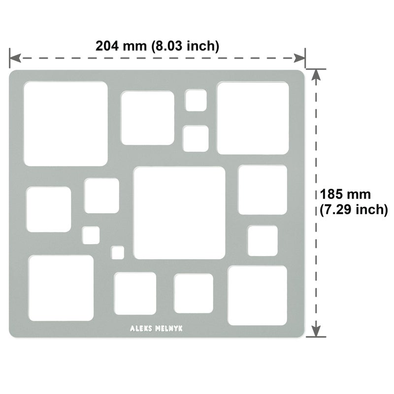 Aleks Melnyk No.209 Metal Squares Template, Stencil, Squares Master, Art Tool, Isometric Drawing Template, Lapidary, Cabochons, Geometric Ruler, Jewelry Templates - Image 4