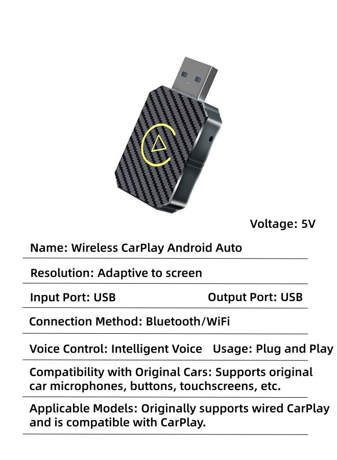CarPlay Adapter,Wireless Carplay Auto Adapter,Plug&Play CarPlay AI Box,Wireless Dongle for OEM Wired CarPlay/Andriod Auto Cars,2-in-1 Convert Wired to Wireless Apple Car Play, Plug & Play, USB-C, Low Latency - Image 4