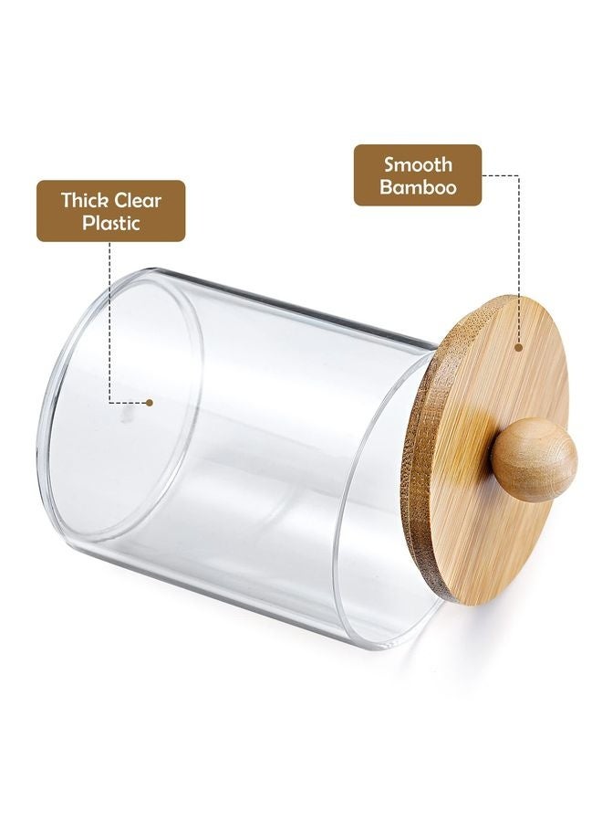 هومستر 4 موزع حقائب مع أغطية الخيزران -10 أونصات أوعية بلاستيكية نظيفة للصالون لتخزين منظم ماكياج فانيتي -ملحقات الحمام مجموعة القطن الممشط، كرة، وسائد، خيط - Image 5