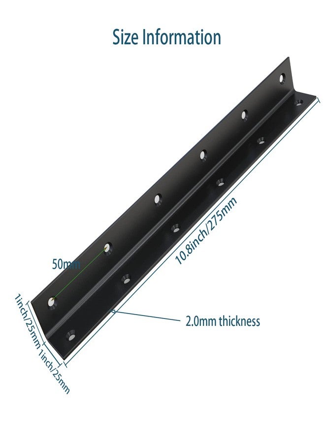 Aufuga L Bracket,Heavy Duty Corner Brace,Stainless Steel Shelf Bracket,Black Large Angle Brackets, Metal Braces for Wood (Black_11inch_4pcs) - Image 4