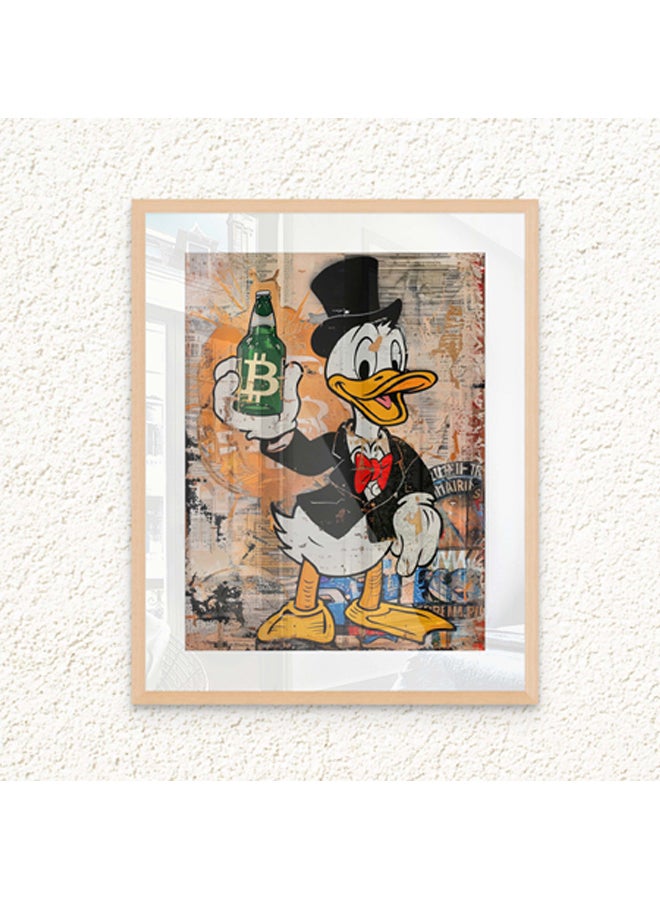 آرت دیکور  ديكور فني مؤطر، صورة فنية جميلة مطبوعة لدونالد داك، فن البوب، موضوع المال، شخصية كرتونية مميزة، عمل فني نابض بالحياة، مطبوعات فن البوب، ديكور الحائط، غرفة المعيشة، غرفة النوم، المكتب، الاستوديو، ديكور المنزل. - Image 1