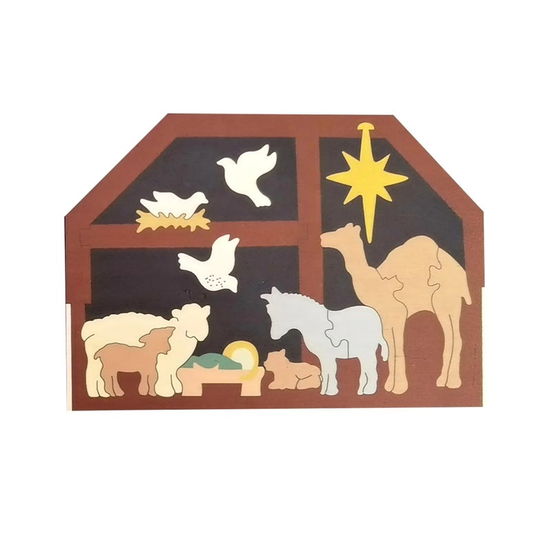 Easter Wooden Puzzle The Birth of Jesus Home Interior Decoration, Wooden Jesus Puzzle Interesting Interior Decoration for Easter Wooden Desktop and Home Decoration - Image 3