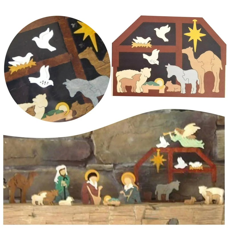 Easter Wooden Puzzle The Birth of Jesus Home Interior Decoration, Wooden Jesus Puzzle Interesting Interior Decoration for Easter Wooden Desktop and Home Decoration - Image 1