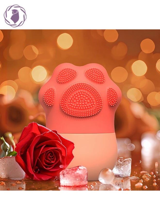 KHAJUL - New Cat Paw Shape Ice Roller For Face, Beauty Facial Massage Acne Puffiness Relief Pink - Image 1