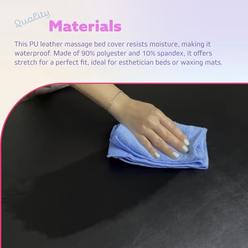 XOLLOZ Lash Bed Cover - Waterproof Artificial Leather Massage Table Cover, Fitted Wax Mat Protector for Esthetician Bed, Massage Bed Topper, Lash Bed Topper, and Waxing Bed Use – Black - Image 4