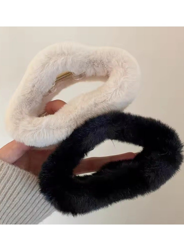 Goolsky Monochrome Plush Hair Clips Women Simple Hairpin Elegant Shark Clip Korean Fashion Big Girls Accessories New - Image 2