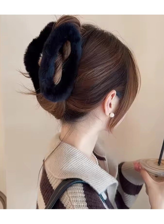 Goolsky Monochrome Plush Hair Clips Women Simple Hairpin Elegant Shark Clip Korean Fashion Big Girls Accessories New - Image 3