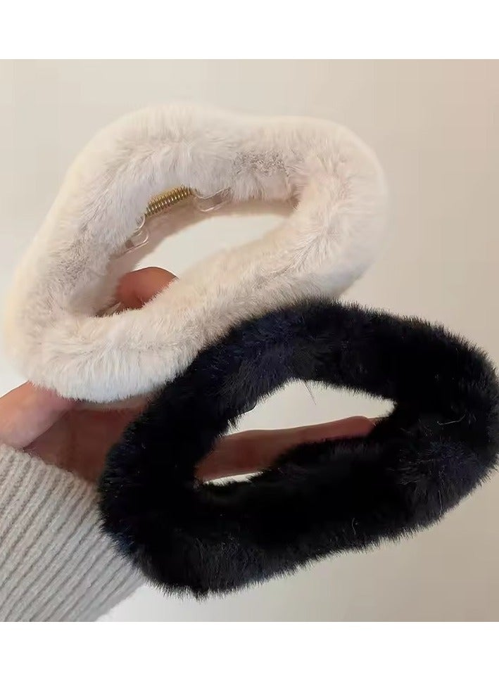 Goolsky Monochrome Plush Hair Clips Women Simple Hairpin Elegant Shark Clip Korean Fashion Big Girls Accessories New - Image 4