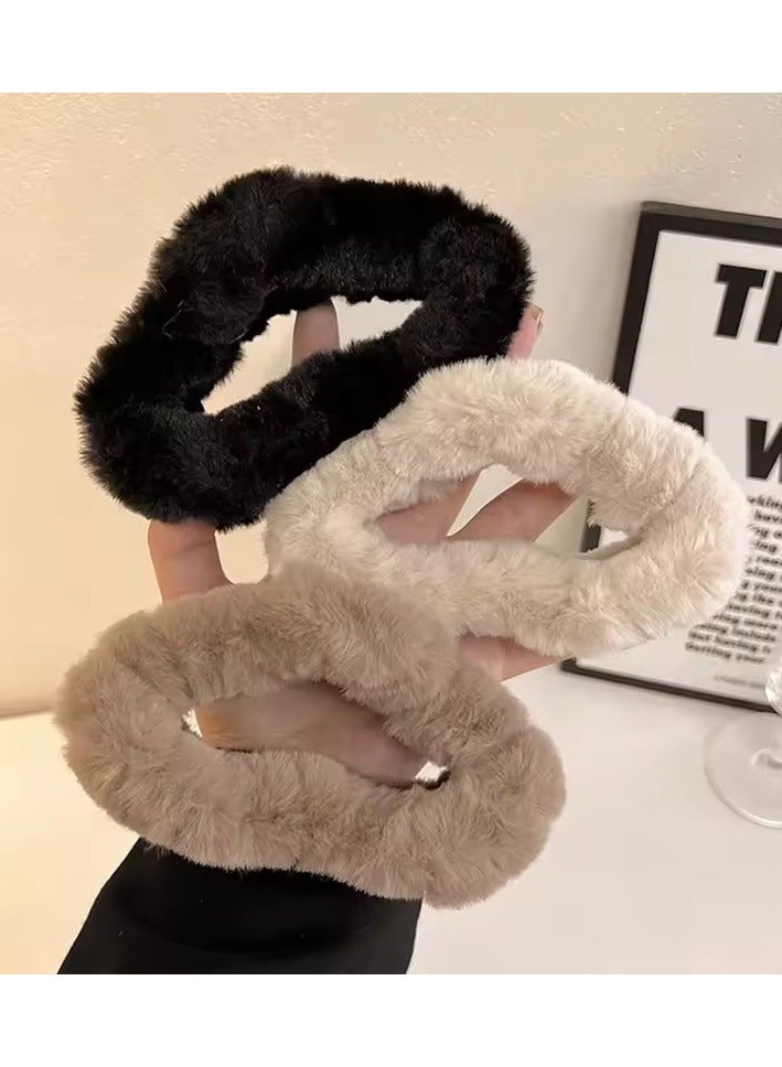 Goolsky Monochrome Plush Hair Clips Women Simple Hairpin Elegant Shark Clip Korean Fashion Big Girls Accessories New - Image 5