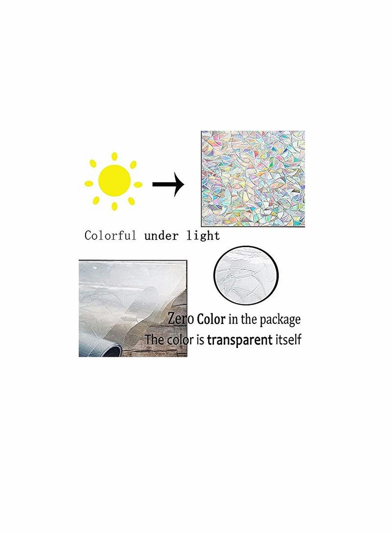KASTWAVE Window Film Decorative Privacy Film 3D No Glue Holographic Glass Sticker for Glass Door Home House Ofiice Heat Control Anti UV 17.5 x 78.7 inches - Image 3