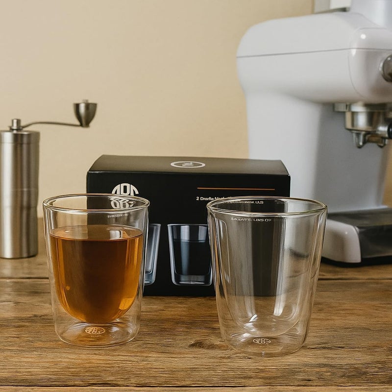 BS B&S Double Wall Glass Set of 2 – 350ml Borosilicate Insulated Cups for Coffee, Tea, Juice & More - Image 5