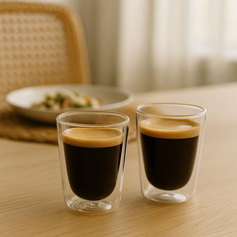 BS B&S Double Wall Glass Set of 2 – 350ml Borosilicate Insulated Cups for Coffee, Tea, Juice & More - Image 4