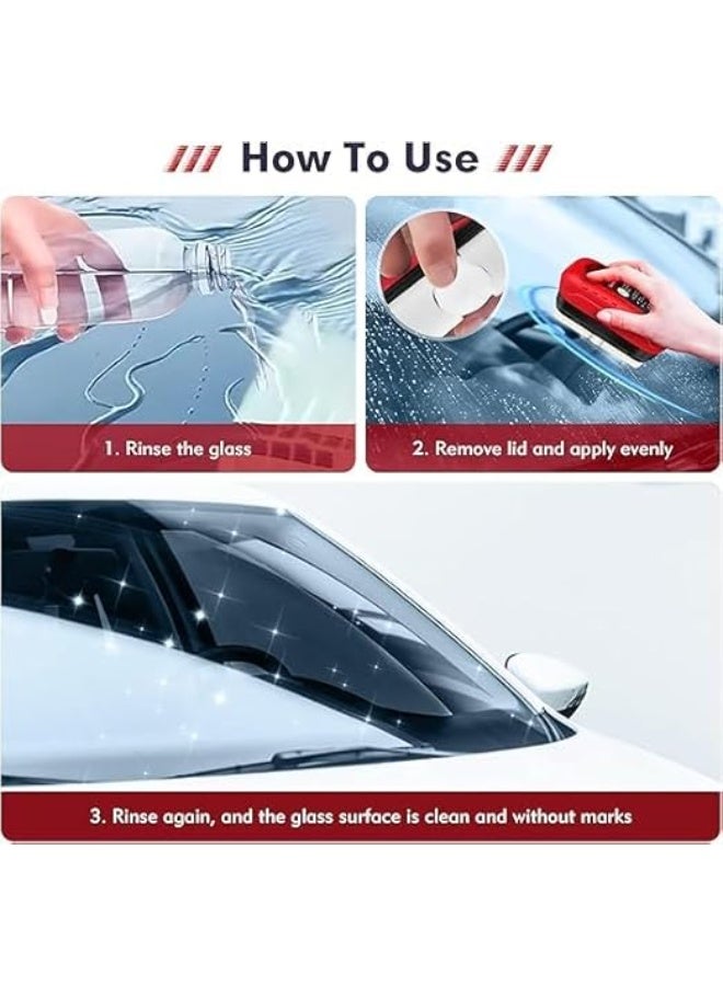 Car Glass Oil Film Cleaning Brush, 120ml Nano Glass Coating Solution – Windshield and Mirror Cleaner with Built-in Applicator - Image 3