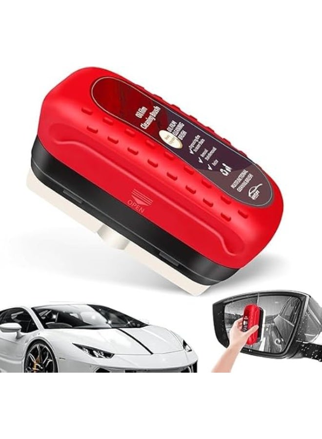 Car Glass Oil Film Cleaning Brush, 120ml Nano Glass Coating Solution – Windshield and Mirror Cleaner with Built-in Applicator - Image 1