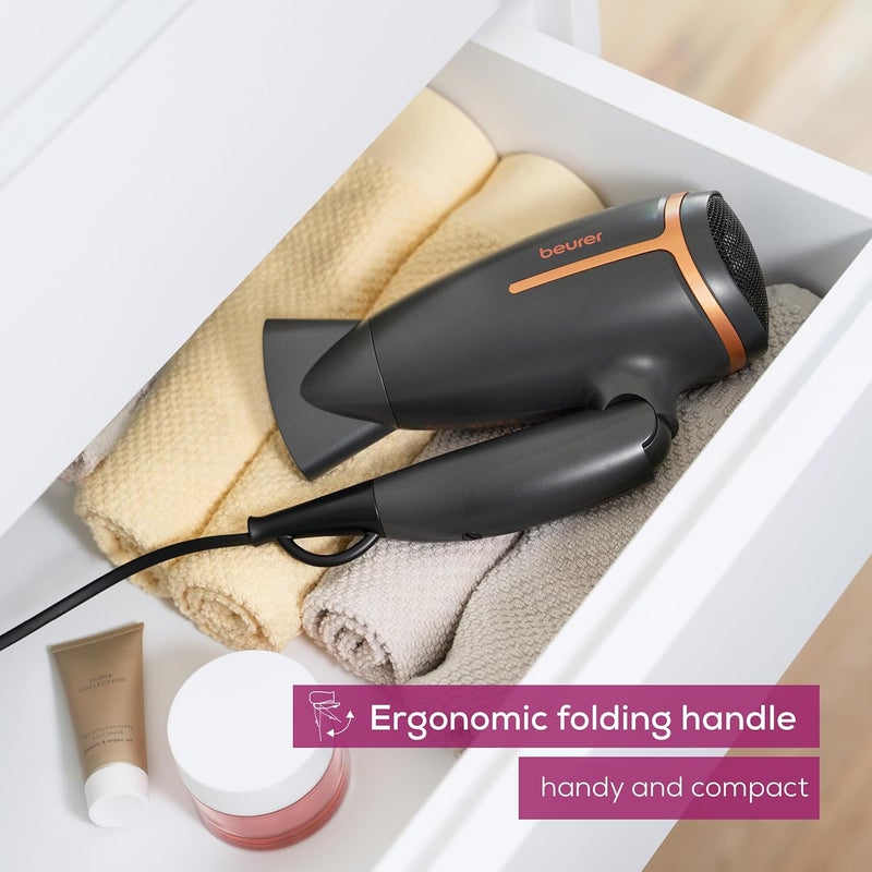 Beurer HC 25 Compact Hair Dryer | 1600W Travel-Friendly Blow Dryer | Ionic Technology for Smooth & Shiny Hair - Image 2