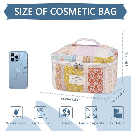 Gosect Large Makeup Bag, Cute Cosmetic Bag for Women Girls, Floral Coquette Aesthetic Toiletry Bag, Travel Make Up Organizer Bag(Multicolor) - Image 2