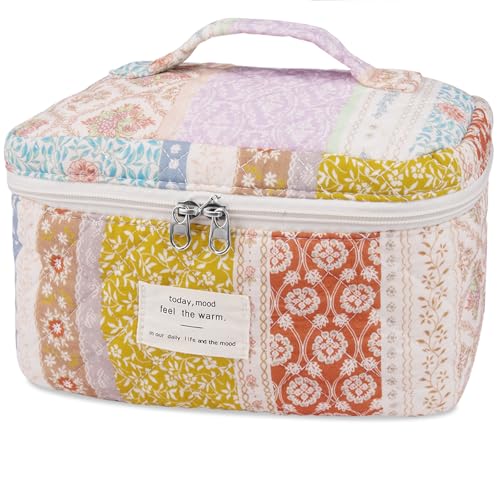 Gosect Large Makeup Bag, Cute Cosmetic Bag for Women Girls, Floral Coquette Aesthetic Toiletry Bag, Travel Make Up Organizer Bag(Multicolor) - Image 1