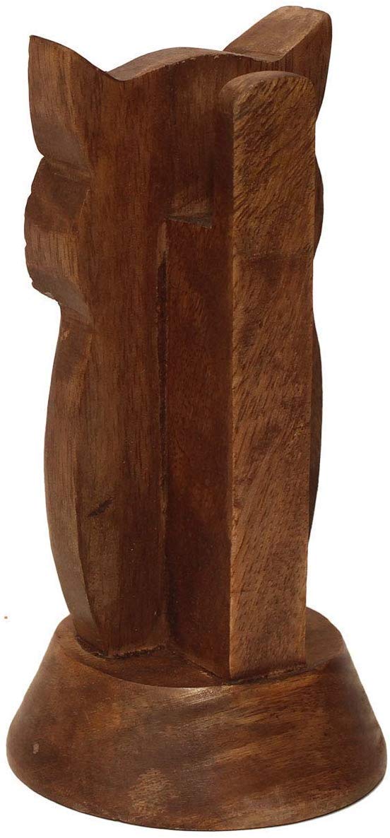 Ayra Crafts Wooden Owl Shaped Spectacle Holder Specs Stand for Office DesktopTabletop Sheesham Wood Brown - Image 3