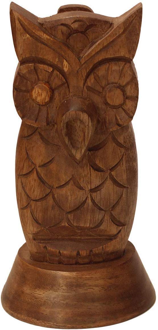 Ayra Crafts Wooden Owl Shaped Spectacle Holder Specs Stand for Office DesktopTabletop Sheesham Wood Brown - Image 2