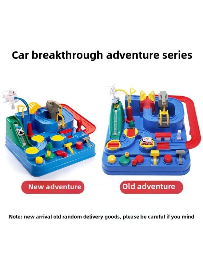 Small Train Suit Track Parking Lot Children's Tremolo Car Break Through The Big Adventure Intelligence Brain Toy Boy-Color:[extra Large] White Adventure 3 Cars + Helicopter