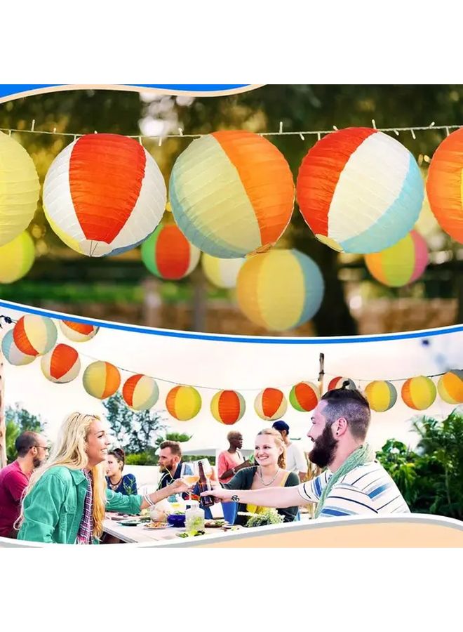 6pcs Large 8 Inch Beach Ball Hanging Lanterns Multicolor Metal Frame Indoor Outdoor Party Decor - Image 5