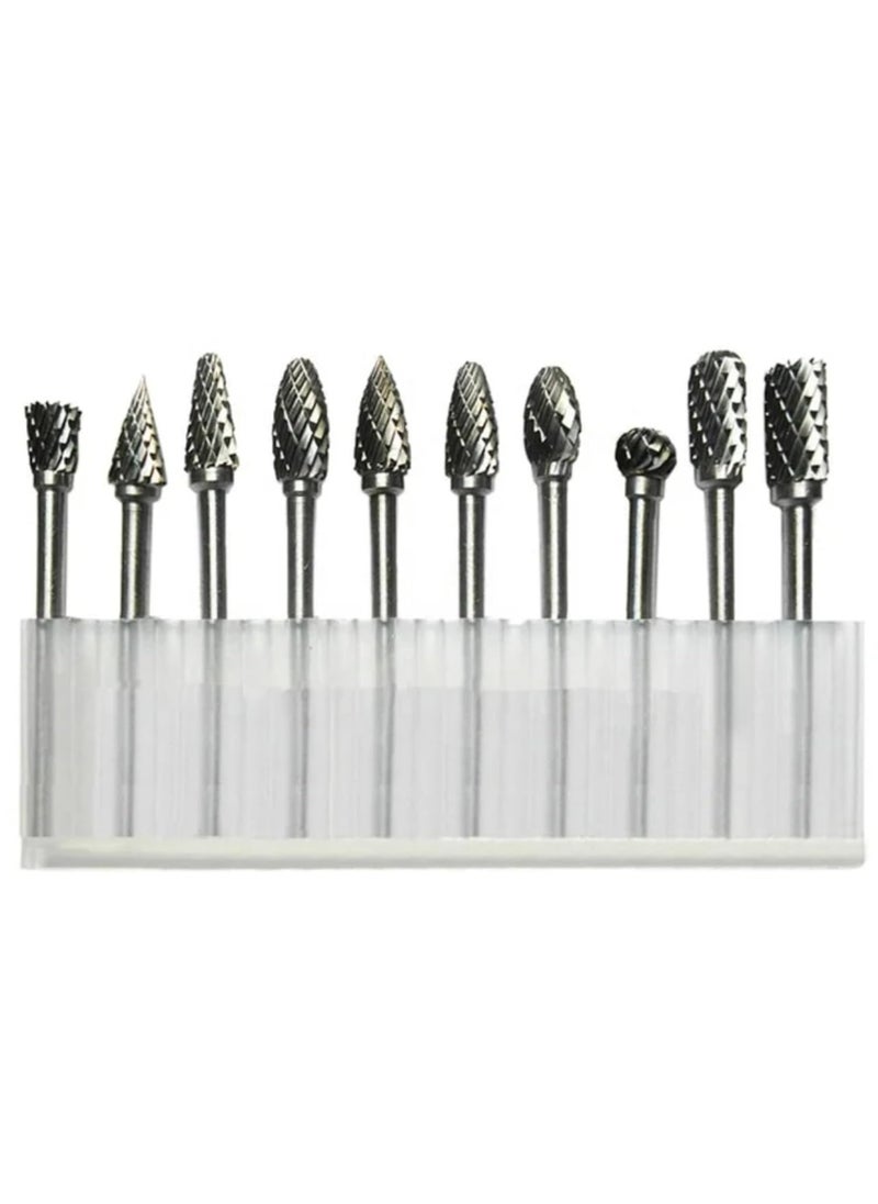 VTH WITH TAGLINE ABSOLUTE TOOLING SOLUTIONS - 10 pcs Tungsten Carbide Rotary Burr Set 3mm Shank and 6 mm - Image 1