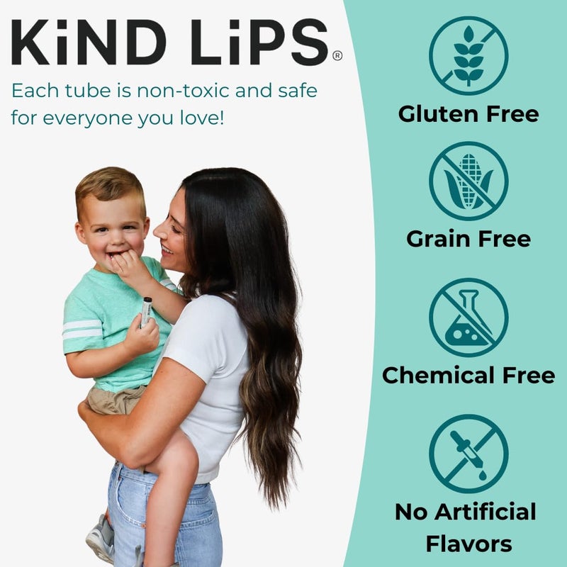 Kind Lips بلسم شفاه عضوي غير معطر 2-pack - خالي من العطور، عناية بالشفاه غير المنكهة للبشرة الحساسة • 100% طبيعي، نظيف، خالي من الغلوتين، خالي من الحبوب • صنع في الولايات المتحدة • عبوة توأمية ذات قيمة - Image 3