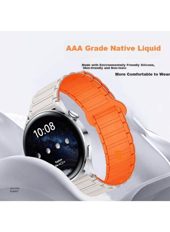 Magnetic Silicone Watch Strap For Huawei Watch 4/3/gt 5/4/3/2/pro/honor Magic 2, Orange Starlight, 18mm - Image 3