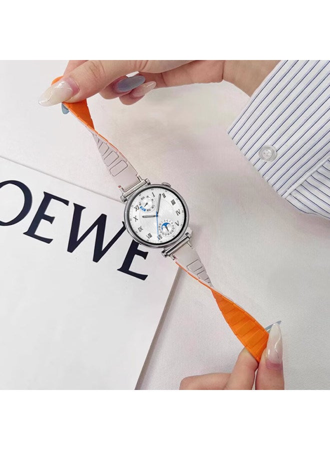 Magnetic Silicone Watch Strap For Huawei Watch 4/3/gt 5/4/3/2/pro/honor Magic 2, Orange Starlight, 18mm - Image 2