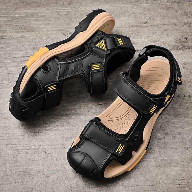 Summer Large Size Men'S First-Layer Cowhide Sandals, Non-Slip Outdoor Men'S Shoes, Sports Closed-Toe Water Shoes, - Image 4