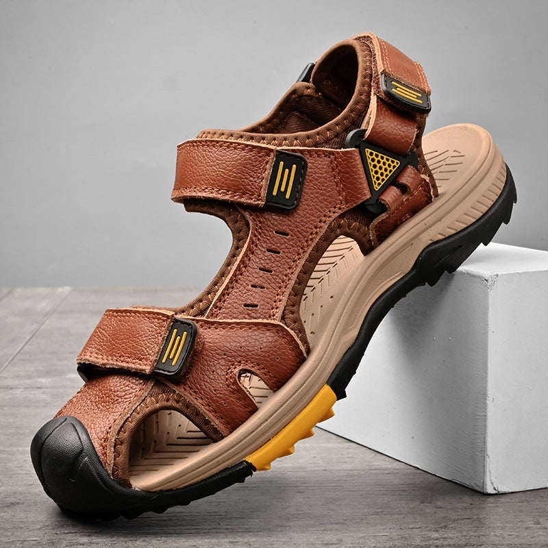 Summer Large Size Men'S First-Layer Cowhide Sandals, Non-Slip Outdoor Men'S Shoes, Sports Closed-Toe Water Shoes, - Image 2