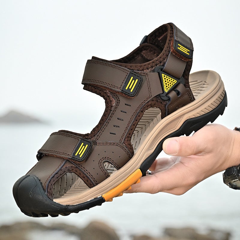 Summer Large Size Men'S First-Layer Cowhide Sandals, Non-Slip Outdoor Men'S Shoes, Sports Closed-Toe Water Shoes, - Image 5