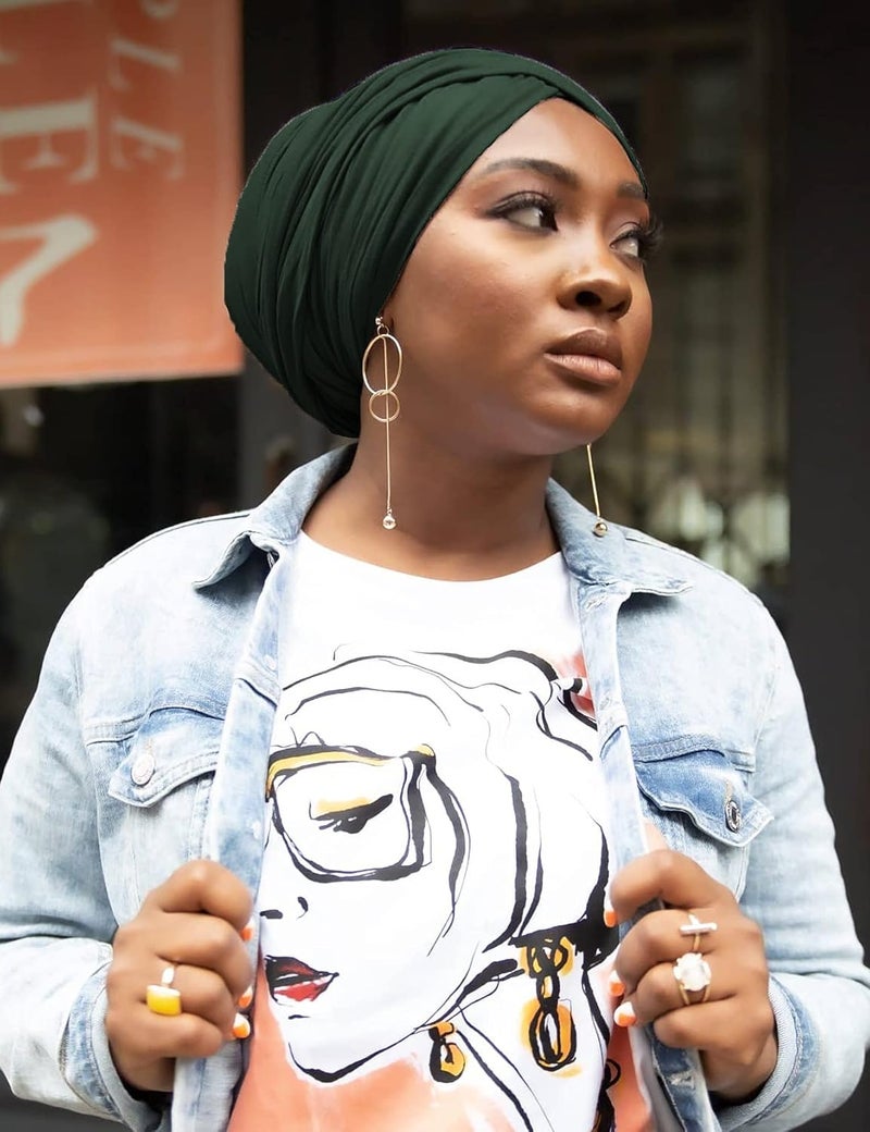 Harewom Head Wraps for Black Women Stretch Head Scarf Long African Hair Wraps Turban Headwraps Jersey Headbands - Image 5